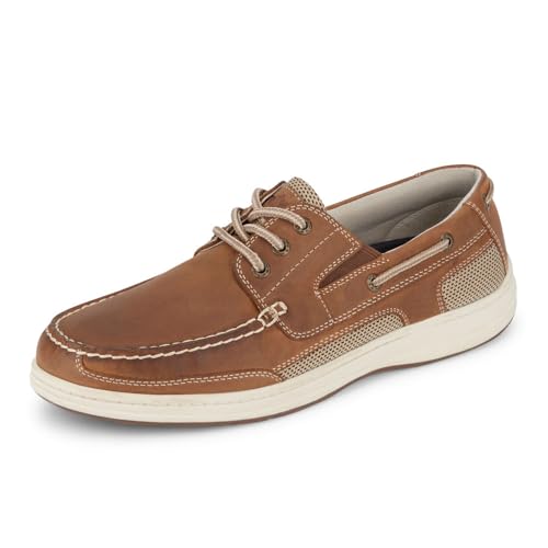 Dockers Mens Beacon Leather Casual Classic Boat Shoe with Stain Defender, Tan/Taupe, 8 W