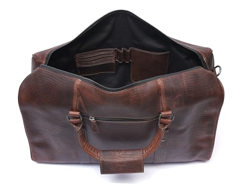 Leather Travel Duffel Bag | Gym Sports Bag Airplane Luggage Carry-On Bag | Gift for Father's Day By Aaron Leather Goods (Blue) 20 x 11 x 9 Inch