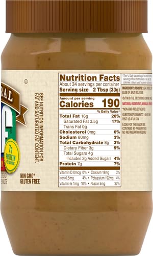 Jif Natural Creamy Peanut Butter Spread – Contains 90% Peanuts, 40 Ounces