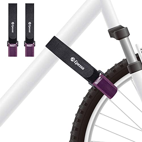 Epessa Bike Rack Strap Bike Wheel Stabilizer Straps, Bike Strap with Stonger Gel Grip, Adjustable Bicycle Wheel Strap, Bike Tie Down Straps, Bike Straps for Rack(2XPurple)