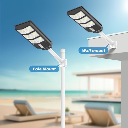 Sunwish 1000W Solar Street Lights Outdoor 6500K Solar Parking Lot Lights Commercial Dusk to Dawn, Solar Lights Outdoor Motion Sensor Waterproof IP66 Street Lights Solar Powered for Playground Yard