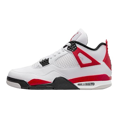 Jordan Boy's Air 4 Retro (Big Kid) White/Fire Red/Black/Neutral Grey 6.5 Big Kid M
