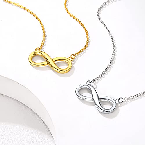 ChicSilver Personalized 18K Gold Plated Infinity Necklace with Cubic Zirconia, Sterling Silver Infinity Heart Pendant Custom Birthstone Jewelry Birthday Gift for Women 16 Inch