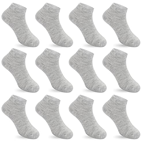 Auranso 12 Pairs Boy Athletic Ankle Socks Girl Low Cut Sock Black 4-6 Years