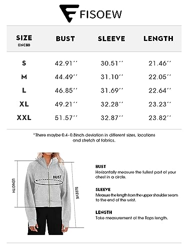 Fisoew Womens Zip Up Sweatshirts Fleece Lined Collar Crop Hoodie Casual Cotton Long Sleeve Tops with Thumb Hole