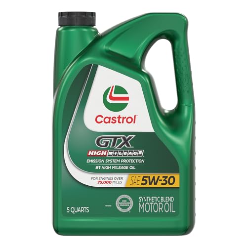 Castrol GTX High Mileage 5W-30 Synthetic Blend Motor Oil, 5 Quarts