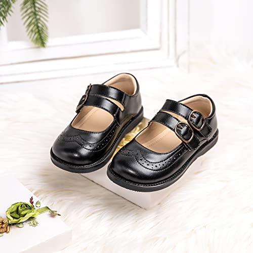 GINFIVE Toddler Little Girls Mary Janes Flats Girls Dress Shoes Kids Blue Shoes Size 7