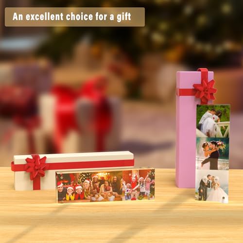 HELPLEX Acrylic Frame, 5 Pack 5x7 Acrylic Picture Frames, 24mm Thicker Frameless Clear Frame Double Sided Magnetic Frame, Free Standing Desktop Display Stand Acrylic Frames