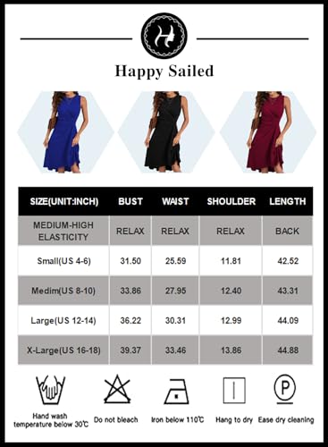 Happy Sailed Cocktail Dresses for Women 2024 Summer Sleeveless Ruched Waist High Waist Sexy Slim Fit Irregular Hem A-Line Skater High Low Formal Midi Dress Black Small