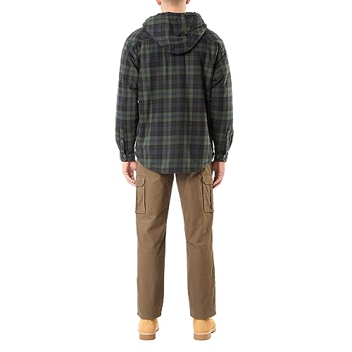 Smith's Workwear Men's Sherpa-Lined Hooded Flannel Shirt-Jacket, Blackwatch-463