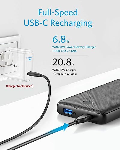 Anker Portable Charger, USB-C Power Bank 20000mAh with 20W Power Delivery, 525 Power Bank (PowerCore Essential 20K PD) for iPhone 15/15 Pro /15 Pro Max/14/14 Pro, Samsung, iPad Pro, and More