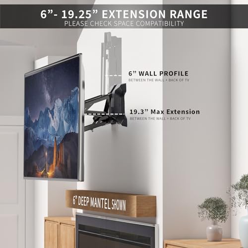 VIVO Motorized Fireplace TV Wall Mount for 37 to 70 inch Screen up to 77 lbs, Height Adjustable Electric Pull Down Mantel Bracket, Black, MOUNT-E-MM070