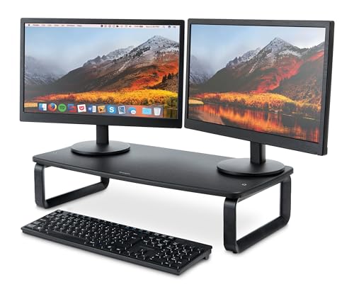 Kensington SmartFit Low Profile Monitor Stand for up to 40lbs Screens, Compact Desktop Stand Riser 3 Height Adjustable, Laptop Stand for Desk, PC Stand, Monitor Riser 9"x3"x11.5" - Black K52785W