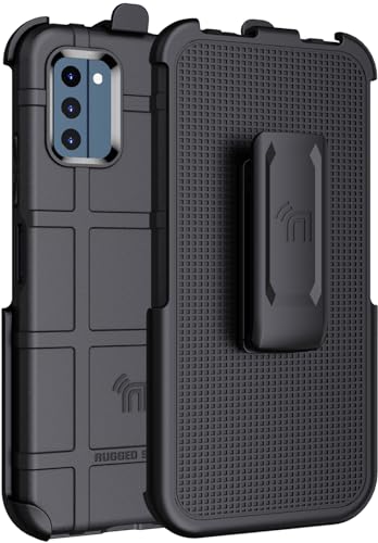 Case with Clip for Nokia C300 Phone, Nakedcellphone Special Ops Armor Rugged Shield Protective Cover and [Rotating Ratchet] Belt Hip Holster [Matte Grip Texture] - Black