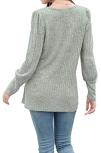 WIHOLL Black Sweaters for Women Fitted Square Neck Soft Button Pullover Tunic Tops S