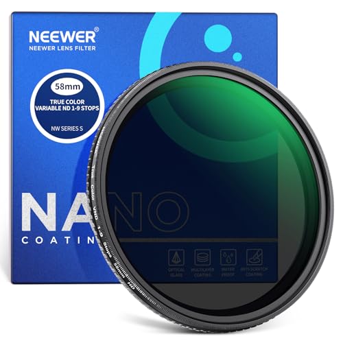 NEEWER 49mm True Colors Variable ND2-ND400 Filter, Hard Stops Adjustable Neutral Density VND Filter with Multi Coated HD Optical Glass/Aluminum Frame/Water Repellent/Scratch Resistant