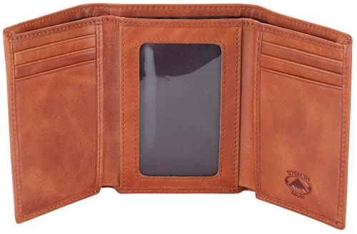 Stealth Mode Trifold RFID Blocking Leather Wallet for Men (Beige)