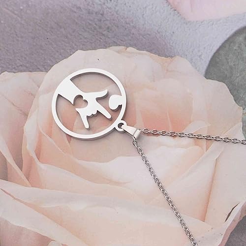 WFSJRED ASL Necklace I Love You Hand Sign Language Charm Pendant Necklace Hand Gestures Jewelry Gift for Deaf (ASL Necklace s)