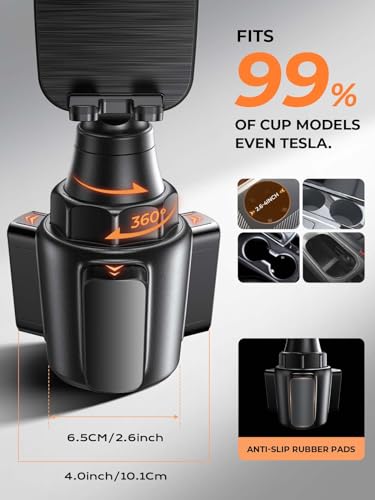 LISEN Cup Holder Cell Phone Holder for Car Mount, 2024 New Car Cup Phone Holders for Your Car Adjustable Cell Phone Holder Car Accessories Trucks Golf Cart for iPhone Samsung Google All 4-7 inches