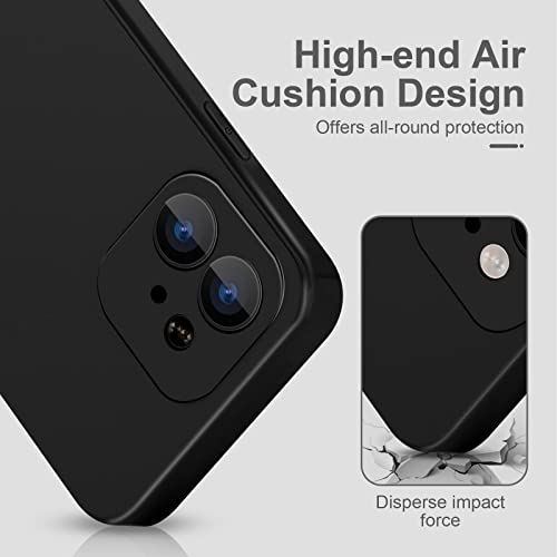 Noyre iPhone 14 pro Case, Silicone [Square Edges] & [Camera Protecion] Upgraded Phone Case with Soft Anti-Scratch Microfiber Lin ing, 6.1 inch (Black)