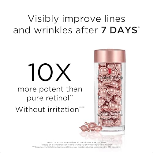 Elizabeth Arden Retinol + HPR Ceramide Capsules, Anti-Aging Skin Renewing Serum, Skincare Gift for Women, Reduces Fine Lines & Wrinkles