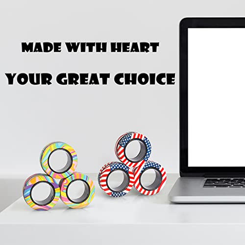 Magnetic Rings Fidget Toy Set, Idea ADHD Fidget Toys, Adult Fidget Magnets Spinner Rings for Anxiety Relief Therapy, Fidget Pack Great Gift for Adults Teens Kids (B-1)