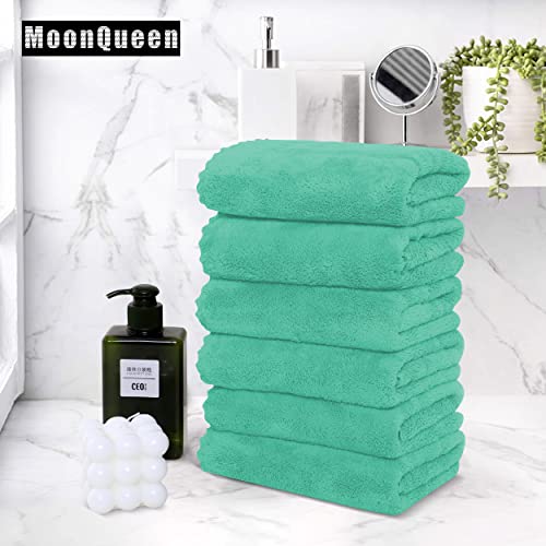 MOONQUEEN 6 Pack Premium Hand Towels - Quick Drying - Microfiber Coral Velvet Highly Absorbent Towels - Multipurpose Use as Hotel, Bathroom, Shower, Spa, Hand Towel 16 x 28 inches (Plum)