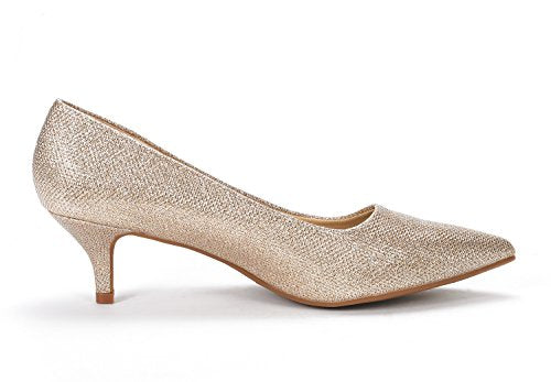 DREAM PAIRS Women's Pumps Kitten Heel Pointed Toe Shoes for Women Comfortable Office Work Dress Shoes,Size 9.5,Pink/Suede,Moda