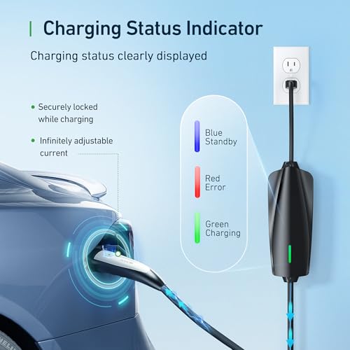 Tesla Charger Level 1 EV Charger for Tesla 110V 15 Amp WiFi/APP Enabled Mobile Connector with NEMA 5-15 Plug 19ft Cord Compatible with All Tesla Models 3/Y/X/S