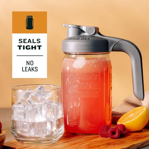 County Line Kitchen Glass Mason Jar Pitcher with Lid - Wide Mouth, 1 Quart (32 oz) - Heavy Duty, Leak Proof - Sun & Iced Tea Dispenser, Cold Brew Coffee, Breast Milk Storage, Water & More - Black