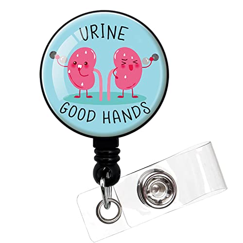 Urine Good Hands,Funny Badge Reel，Retractable ID Card Badge Holder with Alligator Clip,Hospital Badge,Kidney Badge Reel,Medical MD RN Nurse Badge ID,Suitable for Nurses,Doctors,Nursing Students