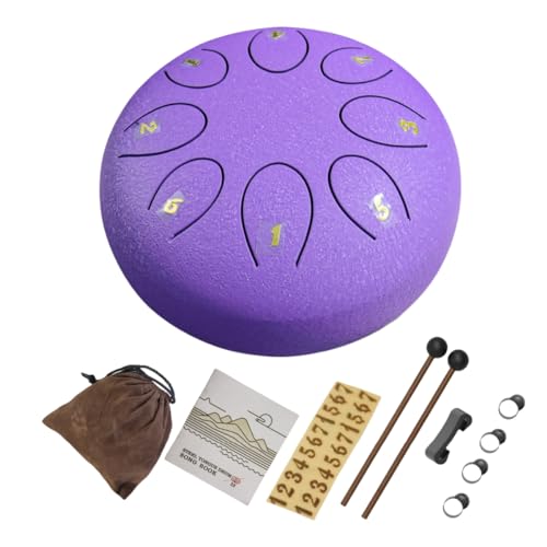 REGIS rain drum for outside，Steel Tongue Drum 8 Notes 6 Inches Chakra Tank Drum Steel Percussion Padded Travel Bag and Mallets，Musical Education Entertainment Meditation Yoga Zen Gifts(Lavende)