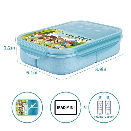 Itopor® Bento Box,Ideal Leak-Proof Lunch Box Kids,Natural Wheat Fiber Bento Box for Kids,Mom's Choice Kids Lunch Box,Microwave Safe Bento Box Adult,No BPA & Dyes Lunch Box Containers for Kids(Green)