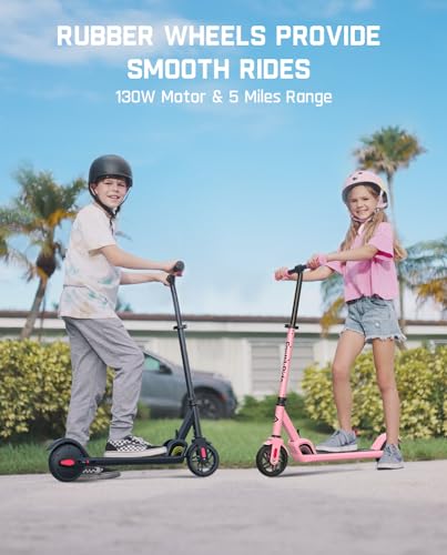 FanttikRide C9 Electric Scooter for Kids 3.9 ft - 5.2 ft, 6/10MPH, 5 Miles Range, LED Display, Adjustable Height, Foldable, Rubber Wheels, Lightweight, Scooter for Kids up to 132 lbs (Black)