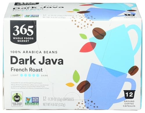 365 by Whole Foods Market, Dark Java Coffee Pods, Dark French Roast, 100% Arabica Beans, 12 Count