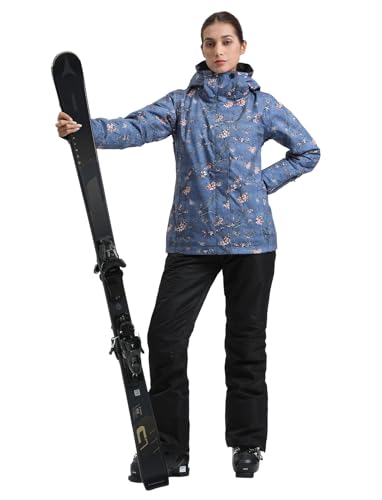 IMPHUT Women's Ski Jackets and Pants Snowboarding Snowsuit Coat Warm Hooded Waterproof Windproof Insulated Red Blue XS