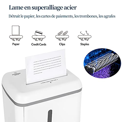 WOLVERINE 8-Sheet Super Micro Cut High Security Level P-5 Ultra Quiet Paper/Credit Card Home Office Shredder with 4.5 gallons Pullout Waste Bin SD9101 (White)