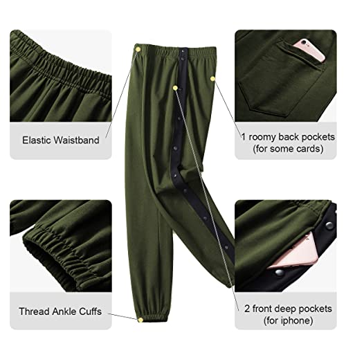Chrisuno Tear Away Pants for Men Breakaway Mens Men's Basketball Loose Fit Active Sweatpants Casual Workout Army Green S