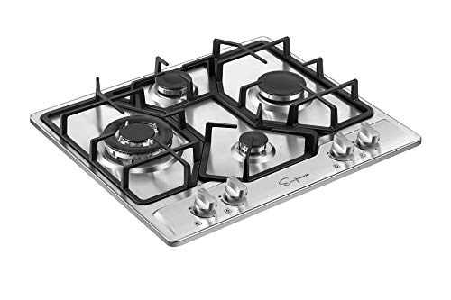 Empava EMPV-24GC4B67A 24" Gas Stove Cooktop 4 Italy Sabaf Sealed Burners NG/LPG Convertible Stainless Steel Cooker, 24 Inch