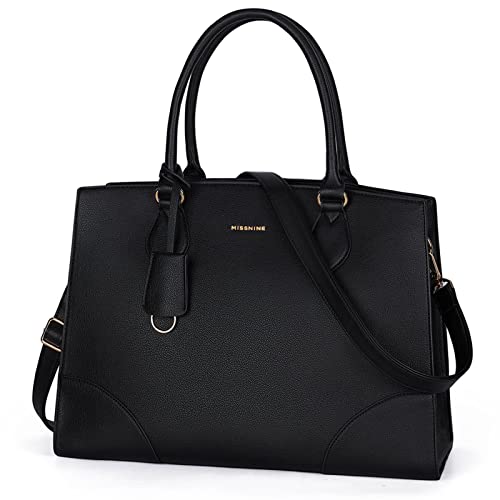Missnine Laptop Bag 15.6 inch Work Bags for Women Professional Laptop Tote PU Leather Computer Briefcase for Office Business