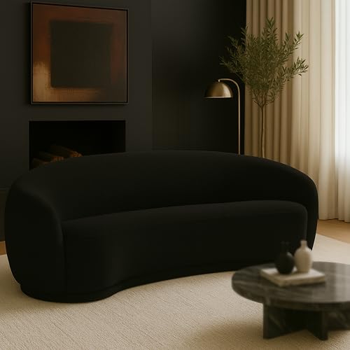 Meridian Furniture 693Black-S Hyde Collection Modern | Contemporary Boucle Fabric Upholstered Sofa, Black, 89.5" W x 38" D x 27.5" H