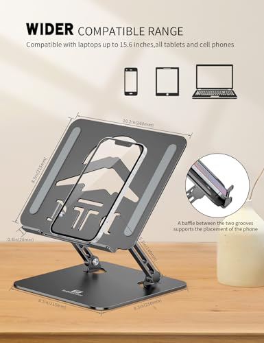 ToBeoneer Laptop Stand for Desk, Adjustable Laptop Stand, Foldable Laptop Riser Portable Computer Stand Compatible with MacBook Air/Pro, Dell XPS, Lenovo, HP and All Laptops up to 15.6 inches (Black)