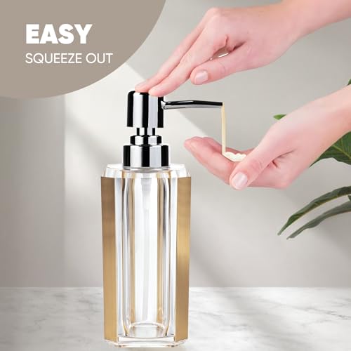 4-Piece Premium Acrylic Bathroom Accessory Set-Hand Sanitizer Bottle Lotion Can Bathroom Suit Separate Bottle Soap Box Mouthwash Cup Toothbrush Cup (Brushed Black)
