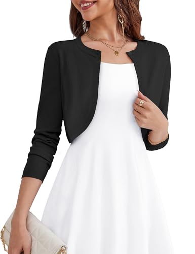 OmicGot Women's Classic Long Sleeve Knit Cardigan Sweaters Casual Open Front Button Down White Cardigan M