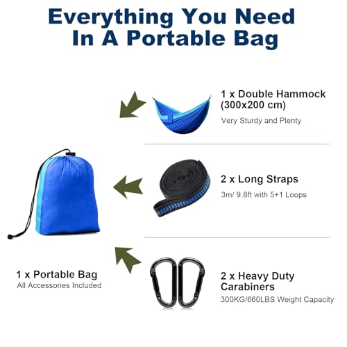 PHYSEN Camping Hammock - Hammock - Camping Gear - 2 Person Hammock - Backpacking Tree Hammock - Double Hammock Camping - Hiking Gear - Portable Hammock for Camping - Travel Hammock - Outdoor