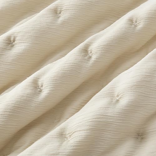 Bedsure Beige Quilt Bedding Set Bedspread Coverlets Queen Size - Lightweight Soft for All Seasons, Cross Stitch Quilt Set, 3 Pieces, 1 Quilt (90"x96") & 2 Pillow Shams (20"x26")