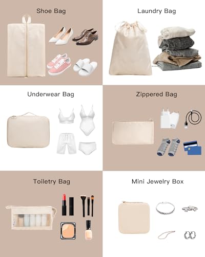 TRAILKICKER 9 Set Packing Cubes for Carry on Suitcase Travel Organizer Bags for Luggage Suitcase Organizer Bags Packing Cube Set for Packing Women Men (Beige)