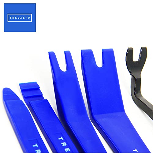 Tresalto Auto Trim Removal Tool Kit (No Scratch Plastic Pry Kit) , Door Panel Removal Tool, Car Clips, Push Rivets, Molding, Dashboards, Interior Trim Tools, Blue