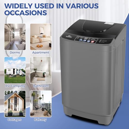 Nictemaw Portable Washing Machine 15.6Lbs Large Capacity 2.1 Cu.ft Laundry Machine with 10 Programs and 8 Water Levels Selections Compact Washer Machine for Apartment, Home, Dorms, Rv