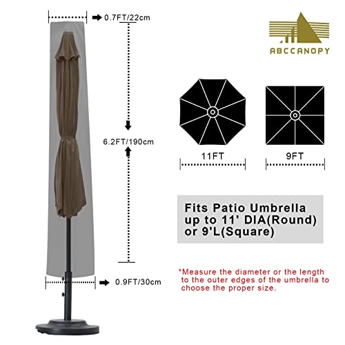 ABCCANOPY Patio Umbrella Cover for 6.5FT to 11FT Market Umbrella Waterproof Outdoor Umbrella Cover with Zipper, Khaki